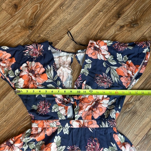 Lulu’s Botanic of Time Navy Blue Floral Print Tie-Front Skater Dress Size M - Picture 7 of 8